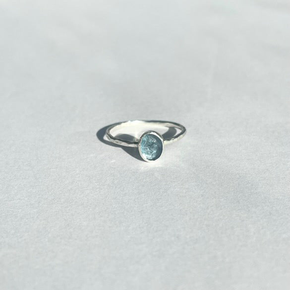Blue Zircon Sterling Silver Ring