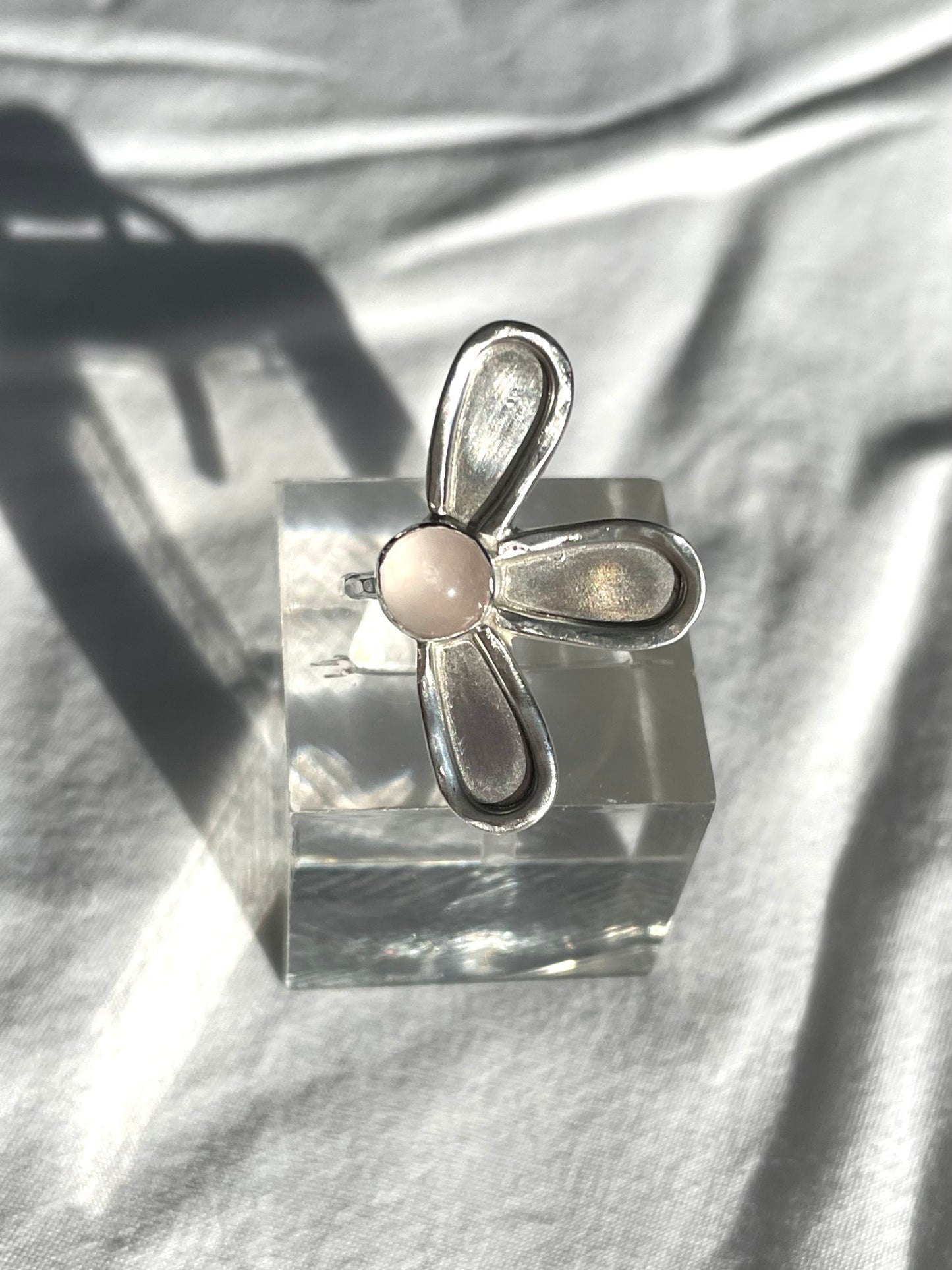 Rose Quartz Flower Ring