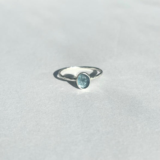 Blue Zircon Sterling Silver Ring