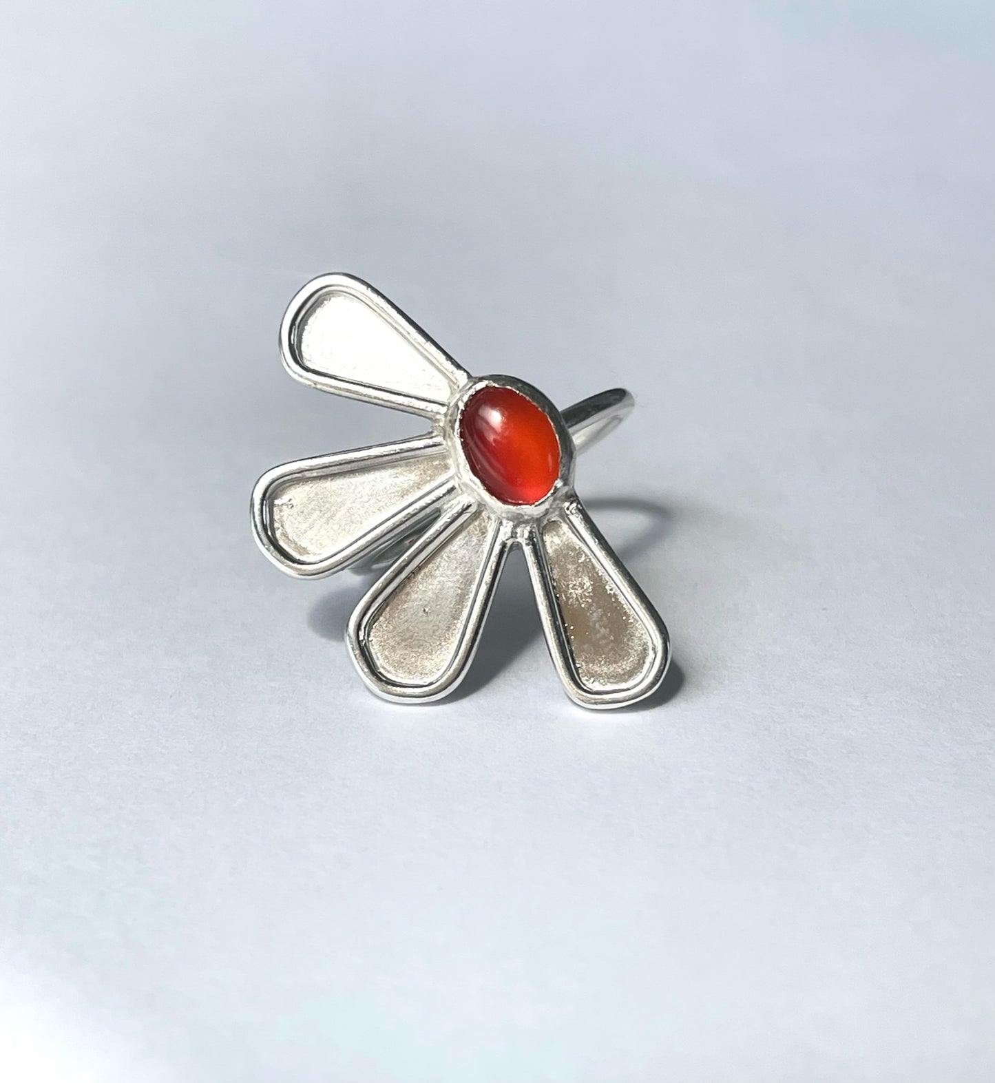 Carnelian Flower Ring