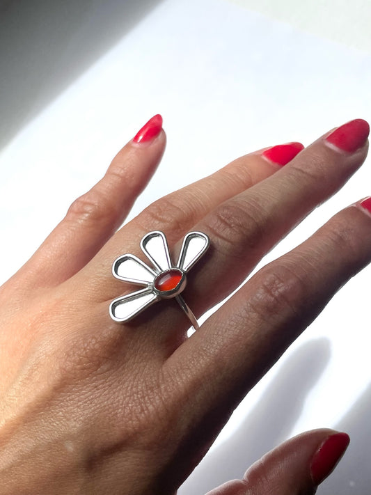 Carnelian Flower Ring
