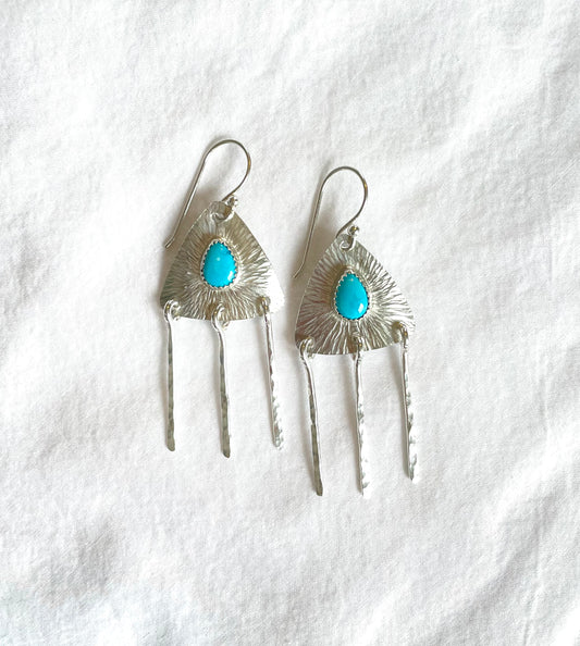 Mini Fringe Turquoise Earrings